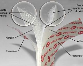 Schéma composants d'un ruban auto agrippant Velcro